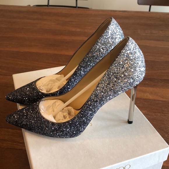Jimmy Choo Silver Glitter Pointed Toe Pumps 100mm Size 38 New With Box - Picture 7 of 7